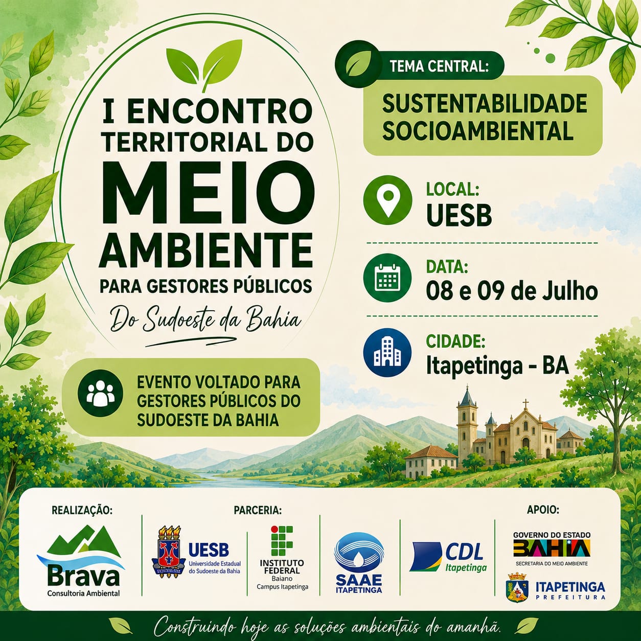 Itapetinga sediará I Encontro Territorial de Meio Ambiente para Gestores Públicos do Sudoeste da Bahia